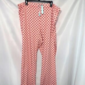 Lands' End WOMENS size xxl Pink turquoise Geometric Women's pajama‎ pants clean